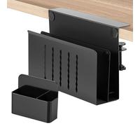 Viitech Rangement latéral de bureau en métal pour ordinateur portable sans perçage avec porte-stylo magnétique, rangement sous le bureau et support pour ordinateur portable pour bureau et bureau à