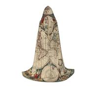 VIIUHVJBJ Cape à capuche imprimée carte du monde rétro pour adolescents - Cape pour Halloween, cosplay, carnaval, fête sur le thème du carnaval