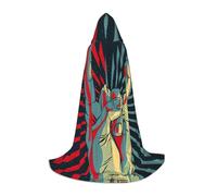 VIIUHVJBJ Cape à capuche imprimée rock and roll pour adolescents - Cape pour Halloween, cosplay, carnaval, fête sur le thème du carnaval