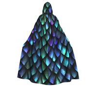 Viiuhvjbj Cape à capuche longue unisexe 3D avec motif écailles de dragon magique pour adulte, Halloween, Noël, carnaval, cosplay, bal masqué, fête, sorcière, vampire