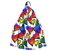 Viiuhvjbj Cape à capuche longue unisexe avec motifs cœurs de la Gay Pride arc-en-ciel pour Halloween, Noël, carnaval, cosplay, bal masqué, fête de sorcière, vampire