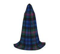 VIIUHVJBJ Cape à capuche pour adolescent avec imprimé tartan écossais bleu et vert - Cape pour Halloween, cosplay, carnaval, fête sur le thème du carnaval