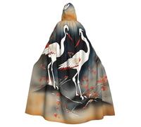 Viiuhvjbj Cape à capuche unisexe avec deux grues japonaises volantes, peinture traditionnelle, pour adulte, Halloween, Noël, cosplay, pour sorcière et sorcière