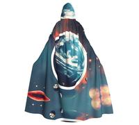 Viiuhvjbj Cape à capuche unisexe avec imprimé planète spatiale Terre pour adulte, Halloween, Noël, cosplay, pour sorcière et sorcière