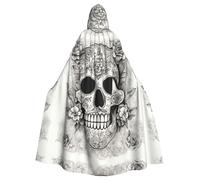 Viiuhvjbj Cape à capuche unisexe avec imprimé tête de mort mexicaine pour adulte, Halloween, Noël, cosplay, pour sorcière et sorcière