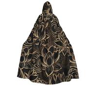Viiuhvjbj Cape à capuche unisexe bohème avec fleurs de lotus dorées pour adulte, carnaval, Halloween, Noël, cosplay, sorcière, vampire, bal masqué