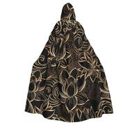 Viiuhvjbj Cape à capuche unisexe bohème avec imprimé fleurs de lotus dorées pour adulte, Halloween, Noël, cosplay, pour sorcière et sorcière