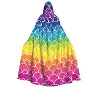 Viiuhvjbj Cape à capuche unisexe pour adulte Motif écailles de poisson arc-en-ciel - Carnaval, Halloween, Noël, cosplay, cape pour sorcière, vampire, bal masqué