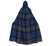 Viiuhvjbj Cape à capuche unisexe pour adulte, motif tartan écossais bleu et vert, pour carnaval, Halloween, Noël, cosplay, sorcière, vampire, bal masqué