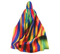 Viiuhvjbj Cape longue à capuche unisexe à rayures arc-en-ciel pour adulte, Halloween, Noël, carnaval, cosplay, bal masqué, fête, sorcière, vampire