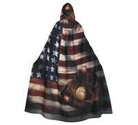 Viiuhvjbj Cape longue à capuche unisexe avec drapeau américain pour adulte, Halloween, Noël, carnaval, cosplay, bal masqué, fête, sorcière, vampire