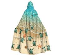 Viiuhvjbj Cape longue à capuche unisexe pour adulte, motif tortue et étoile de mer pour Halloween, Noël, carnaval, cosplay, bal masqué, fête, sorcière, vampire