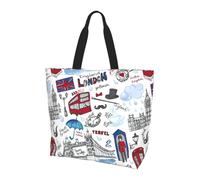 Viiuhvjbj Grand sac fourre-tout à bandoulière pour femme, imprimé Londres, pour le travail, l'école, les voyages, le shopping, usage quotidien
