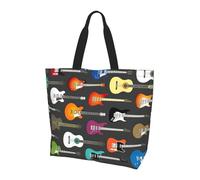 Viiuhvjbj Grand sac fourre-tout pour femme avec impression de guitares acoustiques et colorées, sac à main à bandoulière pour le travail, l'école, les voyages, le shopping, usage quotidien