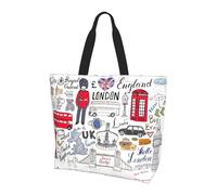Viiuhvjbj Grand sac fourre-tout pour femme avec imprimé « I Love London » - Pour le travail, l'école, les voyages, le shopping, le quotidien