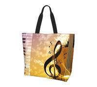 Viiuhvjbj Grand sac fourre-tout pour femme avec imprimé notes de musique, piano et violon pour le travail, l'école, les voyages, le shopping, usage quotidien