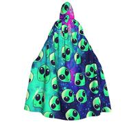 Viiuhvjbj Green Alien Cape à capuche unisexe pour adulte - Carnaval, Halloween, Noël, cosplay, cape pour sorcière, vampire, bal masqué