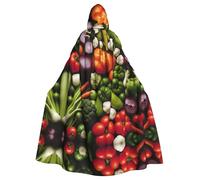 Viiuhvjbj Présentation de divers légumes imprimé cape à capuche unisexe adulte Halloween Noël Cosplay pour sorcière et sorcier fête