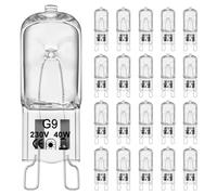 VIIVUU Ampoule halogène G9 40W 230V, Ampoules Bulb Halogènes Blanc Chaud 2800K,Intensité Variable,Dimmable G9 lampe Four Pour Micro-ondes Plafonniers, Backofen Glühbirne fur Dunstabzugshaube Lot de 20