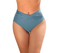 Vijamiy Bas de Maillot de Bain Femme Taille Haute Bas de Bikinis Front Torsadé Bikini Bottom(Bleu Clair,XS)