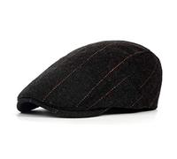 Vijamiy Casquette Beret Homme Plate Vintage, Reglable Gavroche Casquettes, Bérets Unisexe Chapeau, Newsboy Hat Golf Flat Cap(Laine - Noir)