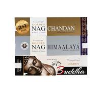 Vijayshree Golden Nag Lot de 300 g - 3 bâtonnets d'encens de 100 g (2+1 Free) 80 à 90 bâtonnets de Chaque Parfum - Palo Santo, White Sage et Forest - Emballage écologique