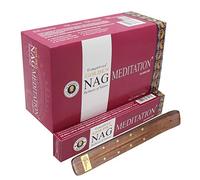 Vijayshree Golden Nag Méditation Masala Agarbathi Premium Bâtons d'encens 180 g - Lot de 12 avec Support pour bâtons