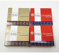 Vijayshree Lot de 4 cônes dorés 2 chandan et 2 Nag Champa avec aimant souvenir JR VSC1