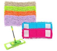 Vijixka 6 Pièces Housse de Remplacement Serpillière, Frange Serpillere, Mop Microfibre 40x9.5cm, Serpillère Microfibre pour Sol pour Le Nettoyage des Sols (Rouge, Jaune, Vert, Bleu, Violet, Marron)