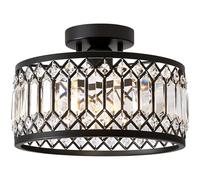 Vikaey Lustre en Cristal Moderne Noir,E27 Plafonnier Salon,Luminaires Intérieur Ø29 CM,pour Couloir,Chambre,Salle à Manger,Cuisine 1-Light