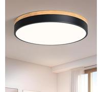 Vikaey Plafonnier LED, Plafonnier Bois, Noir Plafonniers, 40cm Luminaire Plafond pour Chambre à coucher Salle de séjour Salle à manger Couloir 36W 4000K