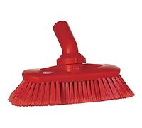 Vikan - Brosse murale hygiénique - Avec passage d'eau - Réglable - Douce - 240mm - Rouge