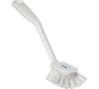 Vikan Brosse vaisselle Medium avec grattoir et bord, blanc