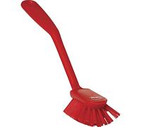 Vikan - Hygiène - Brosse à vaisselle - Avec bord de raclage - Fibres moyennes - Rouge