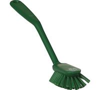 Vikan - Hygiène - Brosse à Vaisselle - avec Bord de raclage - Fibres Moyennes - Vert