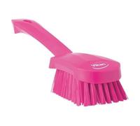 Vikan - Hygiène - Brosse à vaisselle - Avec manche court - Fibres dures - Rose