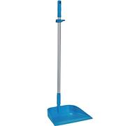 Vikan - Hygiène - Pelle à poussière - avec Manche en Aluminium Vertical - Coudée - Polypropylène - Bleu