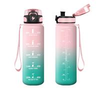 Vikastar Borraccia, 0.5l, Borraccia Sportiva, Borraccia Motivazionale, Senza BPA, Bottiglia Acqua per Sport, Fitness, Yoga, Scuola, Ufficio, Rosa-Ciano