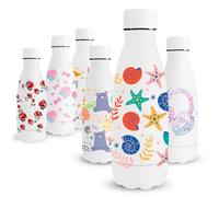 Vikaster Gourde Isotherme Enfant, 350mlGourde Inox Isotherme, Impression 3D Gourde Isotherme Petite, Gourde Reutilisable, Sans-BPA, Etanche bouteille Approprié & Enfant, Sport, école, Extérieur