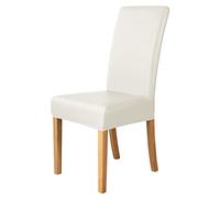 VIKAUL Lot de 4 housses de chaise de salle à manger en cuir synthétique extensible, imperméables et résistantes à l'huile, pour salle à manger, cuisine, hôtel, banquet - Blanc cassé