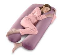 Vikcvcsc Coussin de Grossesse, Coussin d'allaitement en Forme de U pour Femme Enceinte avec Housse en Velours Amovible, Oreiller de Grossesse, Coussin de Maternité et Corps pour Dormir (Rose)