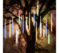 Vikdio Lumières de Noël extérieures, lumières d'averse météorique 30cm 10 tubes spirales 300 LED 3.15m de longueur allumée, lumières d'icicle étanches pour décoration de Noël en extérieur, Multicolore