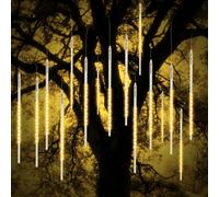 Vikdio Lumières de Noël extérieures, lumières d'averse météorique 50cm 10 tubes spirales 540 LED 3.15m de longueur allumée, lumières d'icicle étanches pour décoration de Noël en extérieur, BlancChaud