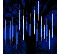 Vikdio Lumières de Noël extérieures, lumières d'averse météorique 50cm 10 tubes spirales 540 LEDs 3.15m de longueur allumée, lumières d'icicle étanches pour décoration de Noël en extérieur, Bleu