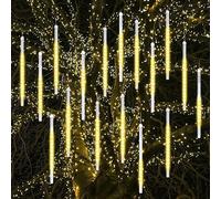 Vikdio Lumières de Noël extérieures, Lumières de pluie de météores avec 16 tubes spirales (30cm 480 LEDs) longueur 5,25m, Lampe à glaçons étanche pour la décoration de Noël en extérieur, BlancChaud
