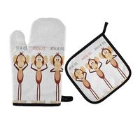 Vikeiac Ensemble de gants de cuisine antidérapants et résistants à la chaleur pour femme Motif singe de la sagesse