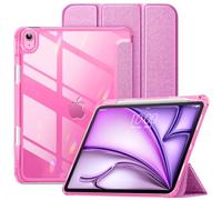 VIKESI Coque pour iPad Air 11" 2024, iPad Air 6e/5e/4e génération, Dos Rigide Mat Fin, Cadre en TPU Souple, Porte-Crayon et Fonction Veille/réveil Automatique pour iPad Air 11"/5/4 - Rose étoile