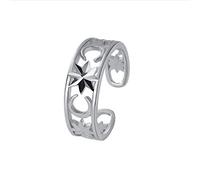 VIKI LYNN Bague Argent Femme Ajustable d'orteil Bague phalange Bijoux Fantaisie en Série Argent 925 Idée Cadeau Femme Fille ou Cadeau Anniversaire (Bague d'ortel étoile et lune)