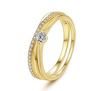 VIKI LYNN Bague Ensemble de Fiançaille Mariage en Argent Sterling 925 et Zircon Cubique Deux Alliance Argent Femme Idée Cadeau Femme Fille pour Anniversaire Noel St-Valentin Fête des mères