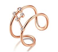 VIKI LYNN Bague Femme Ajustable de Série Douze Constellations Cancer en Argent Fin 925 et Zircon Fantaisie Femme Bijoux 12 Signes du Zodiaque Astrologique Idée Cadeau Femme